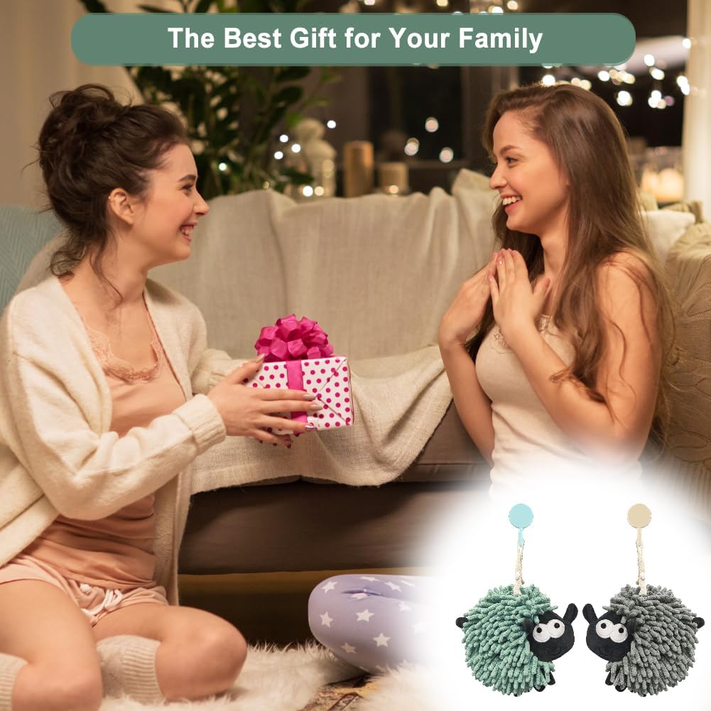 2 Pack Chenille Hand Towel with Hanging Loops