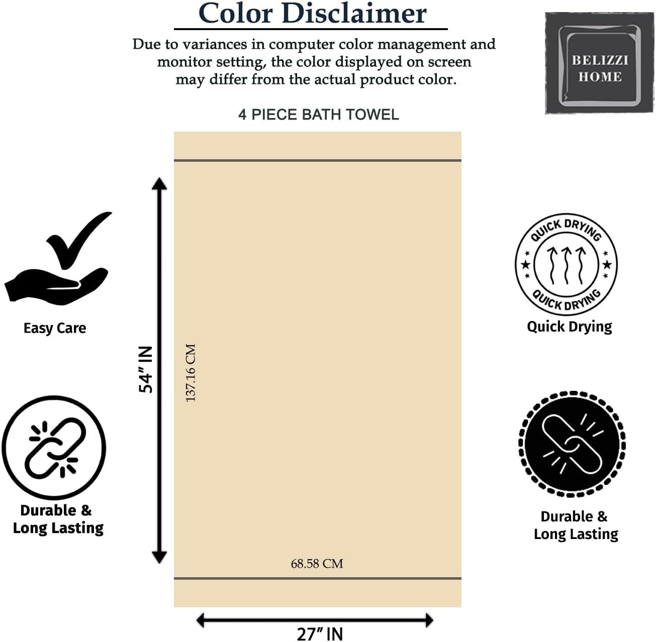Belizzi Home 4 Pack Purple Bath Towels 27x54