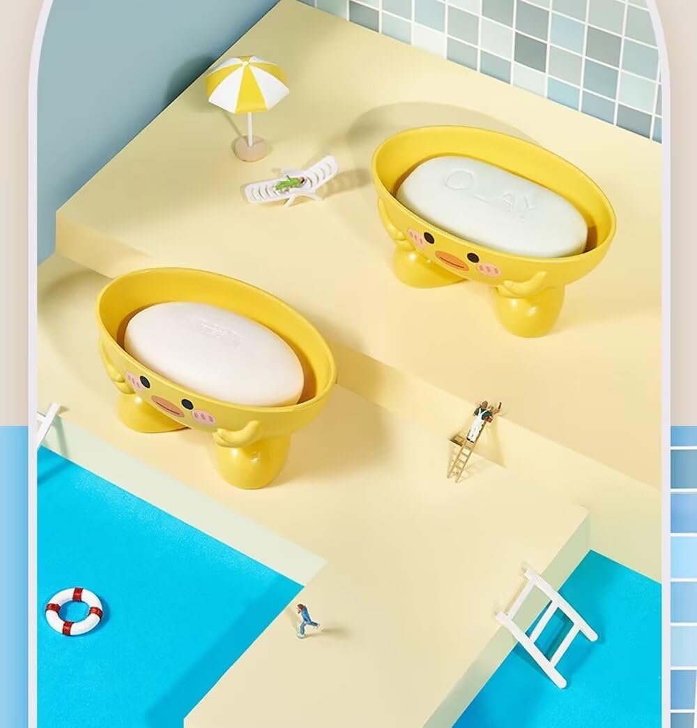 Yellow Duck Design Suction Soap Holder for Shower Bathroom Kitchen