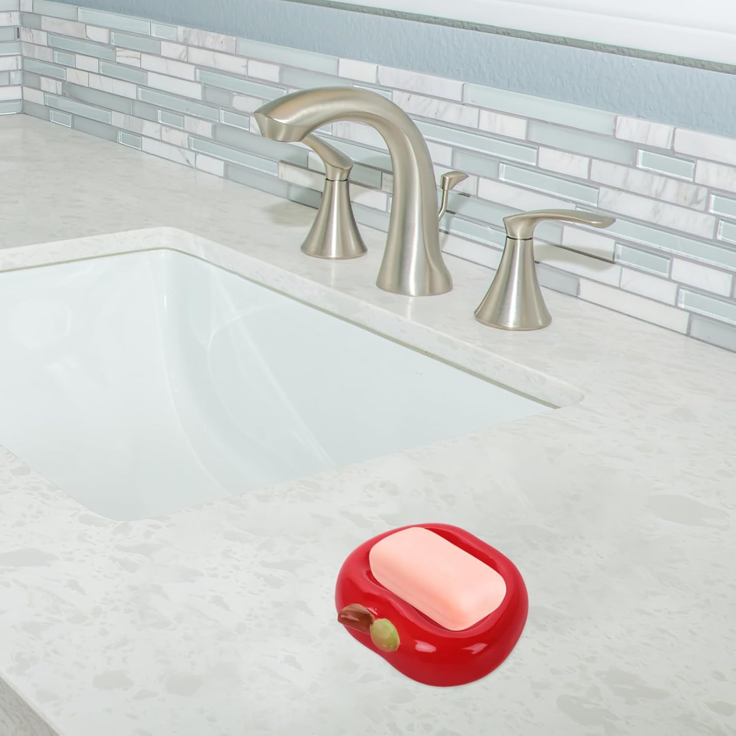 Ceramic Apple Soap Holder with Drainage Tray 1