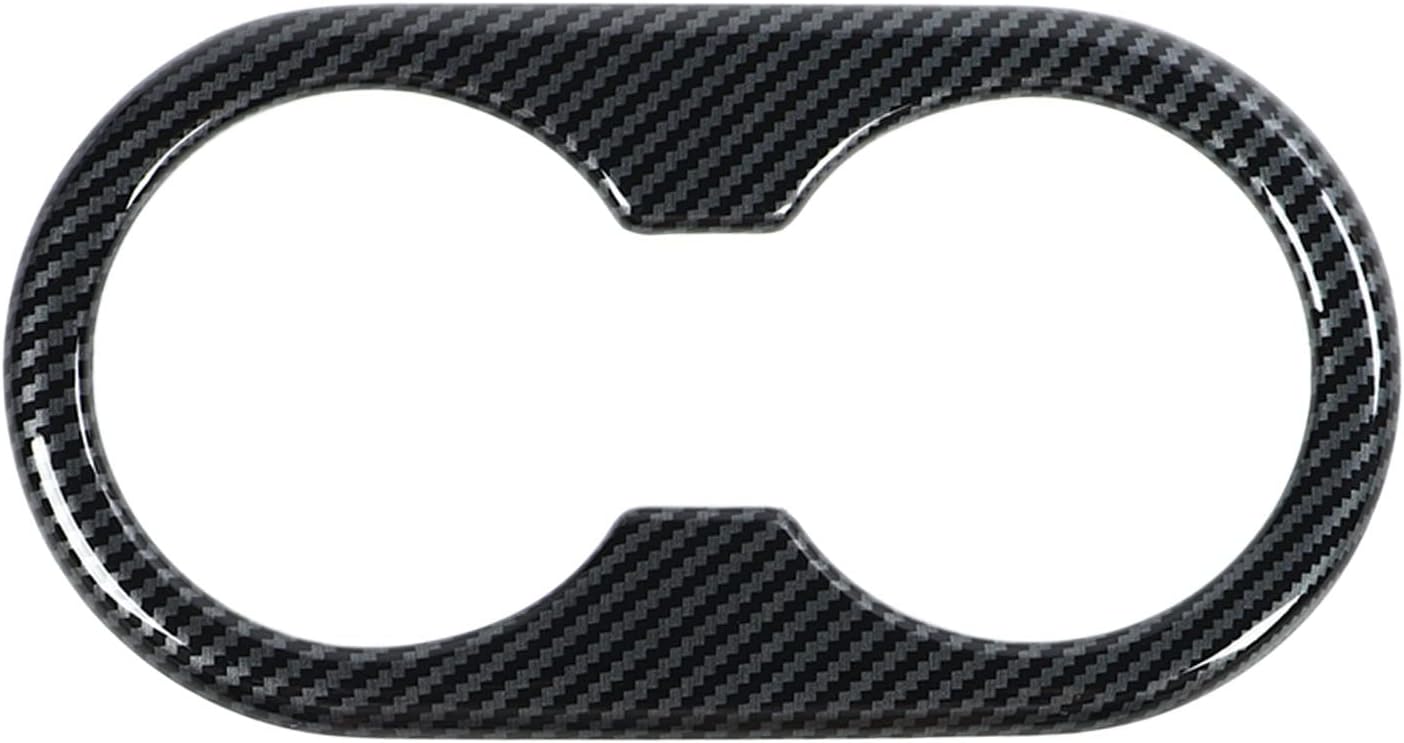 Zizev Rear Seat Cup Holder Cover with Carbon Fiber Look