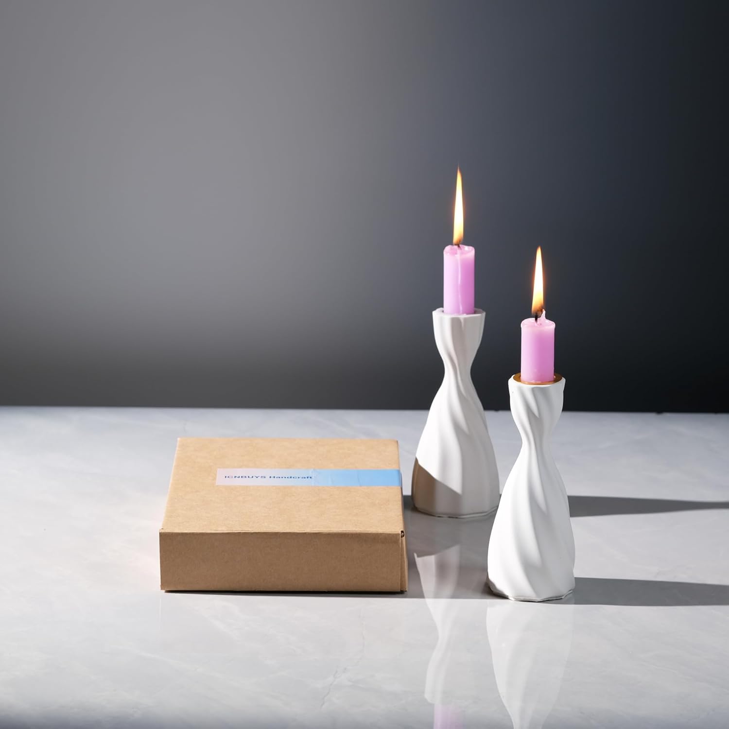 Twizzle Twist Candle Holder Set of 2 Cement