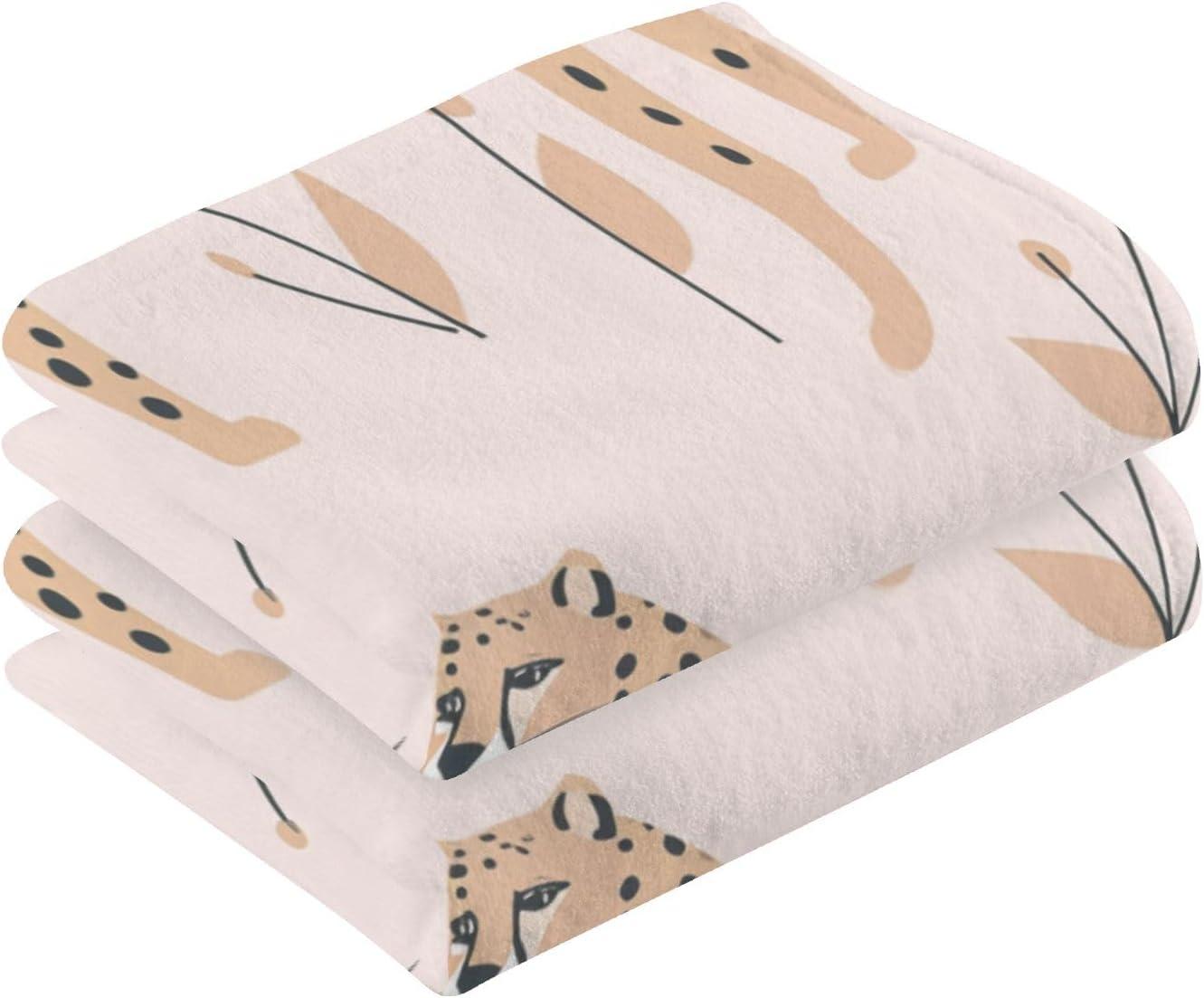 Bolaz Cheetah Leopard Hand Towels 2PCS Soft Cotton 1