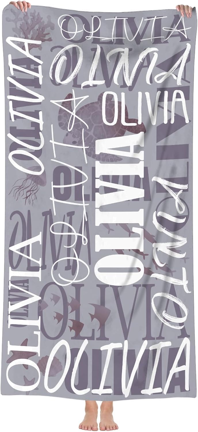 Customized Beach Towel with Name for Kids and Adults