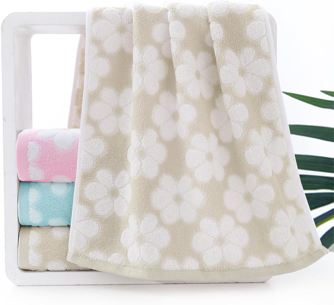 Pidada Hand Towels Set of 4 Brown Floral Pattern