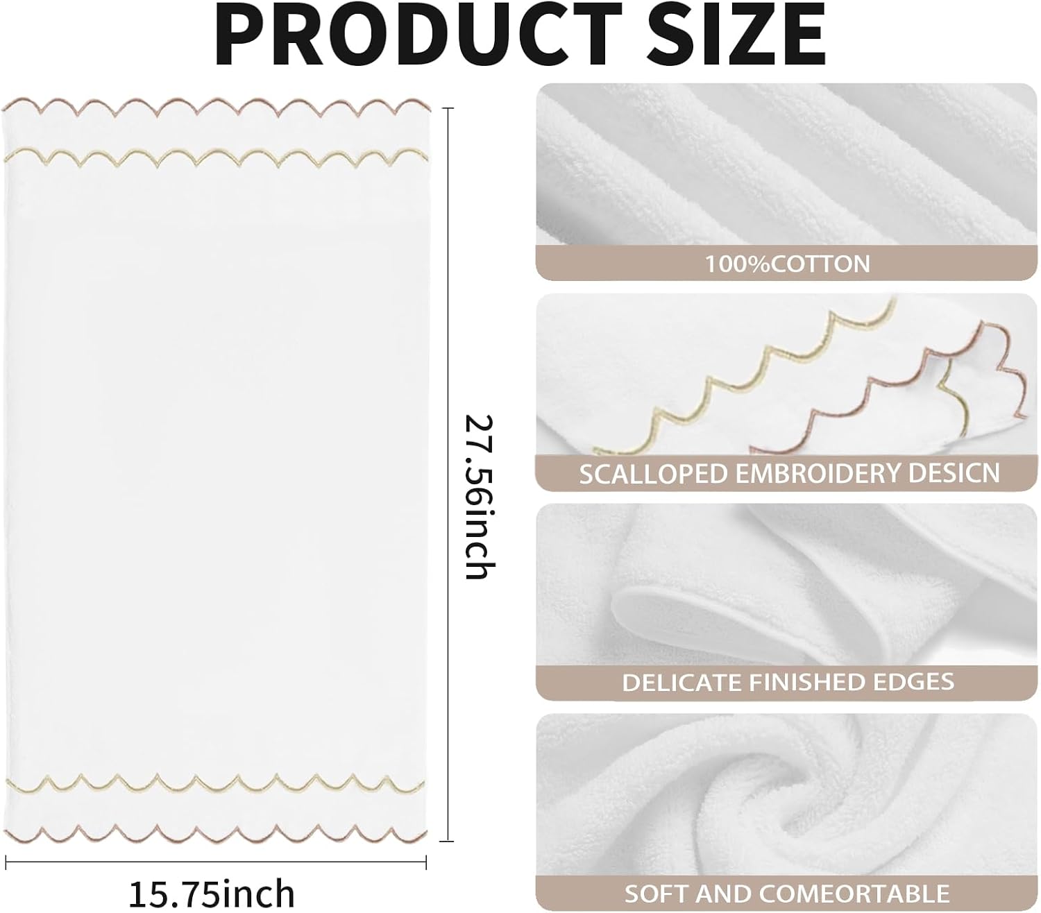 2 Pcs Coquette Bow Cotton Hand Towels 100 Soft 16x27 Inch