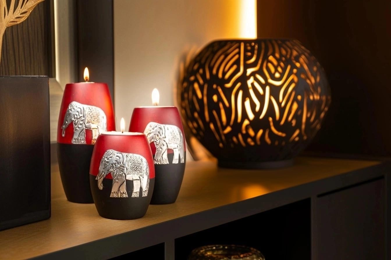 IYARA CRAFT 3 Wooden Candle Holders Set 1