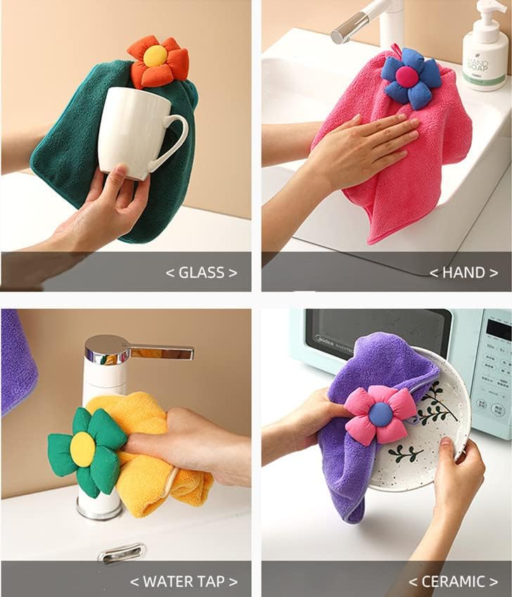 4 Pack Square Flowers Kids Corral Fleece Towels