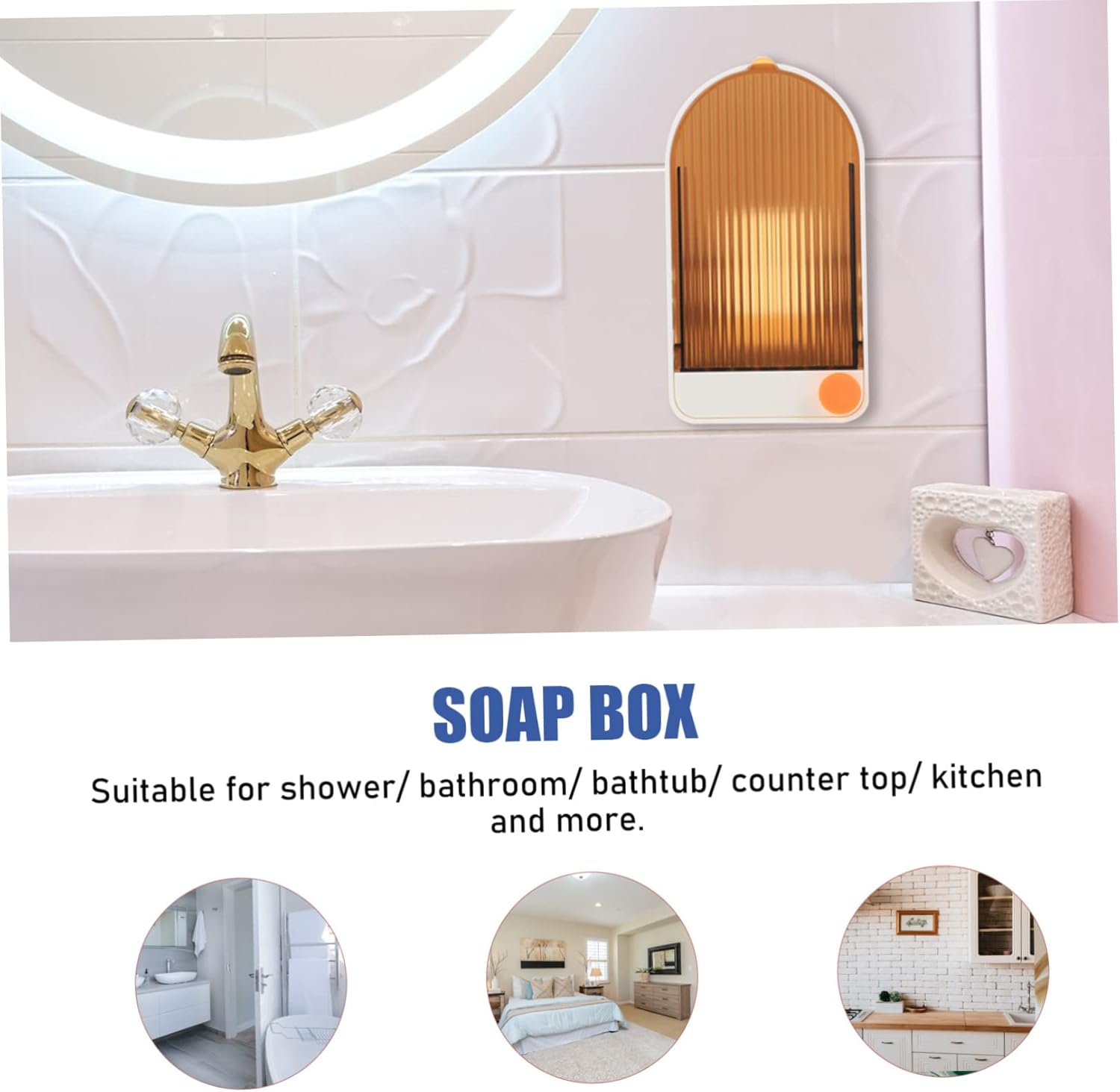 ABOOFAN Wall Mount Soap Holder 2pcs White Orange