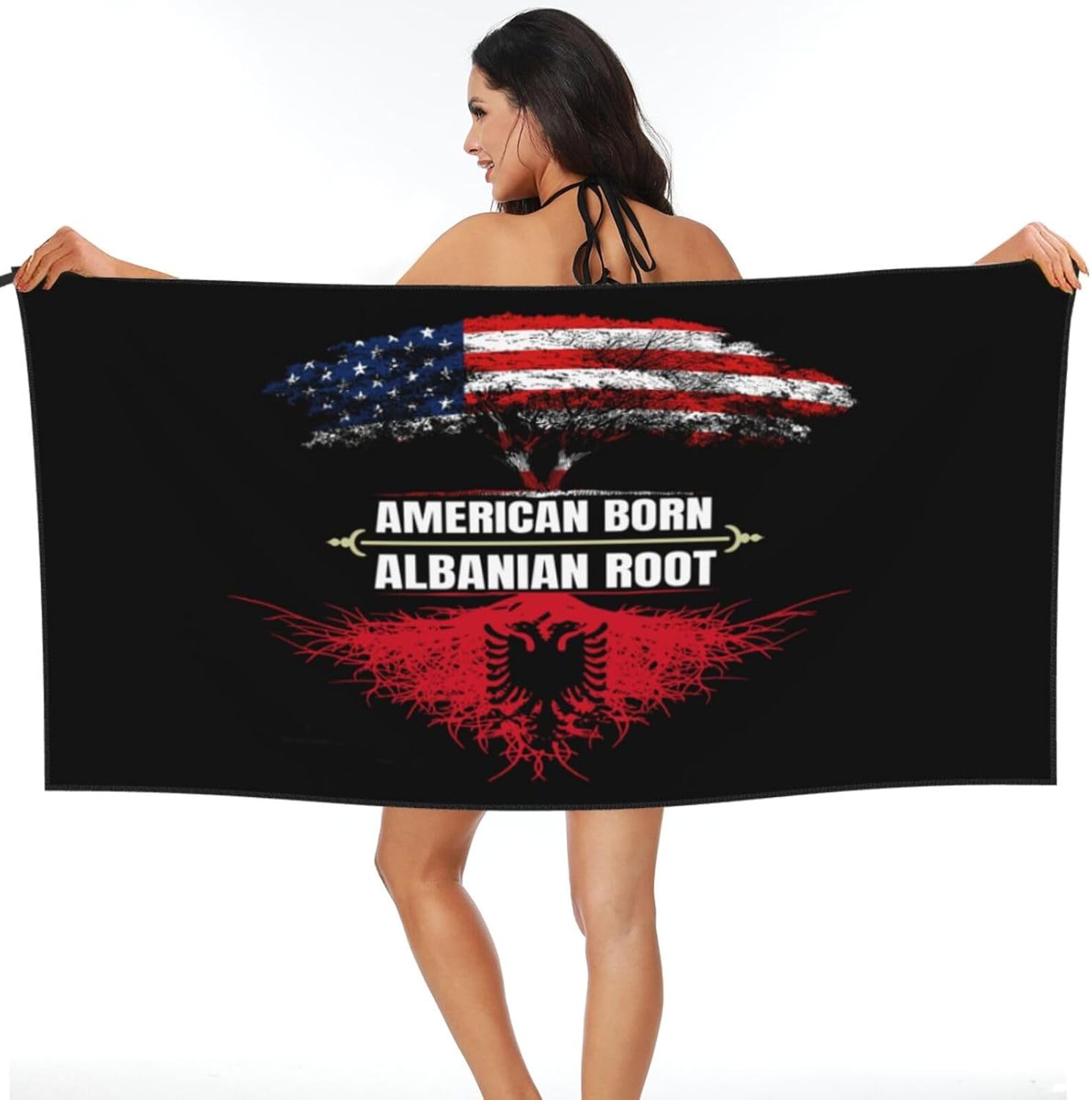 Albanian Flag Beach Towel for Men Women 1