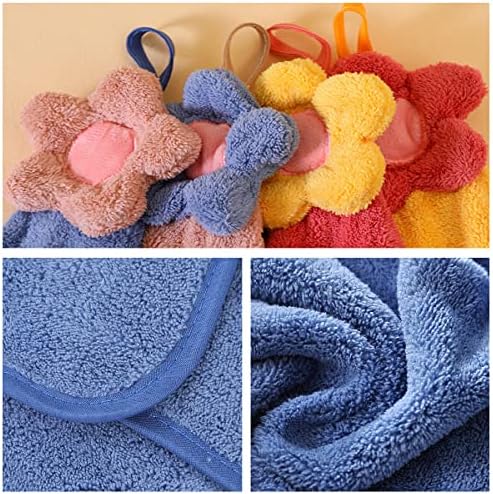 4Pcs Cute Flower Hand Towels with Hanging Loops