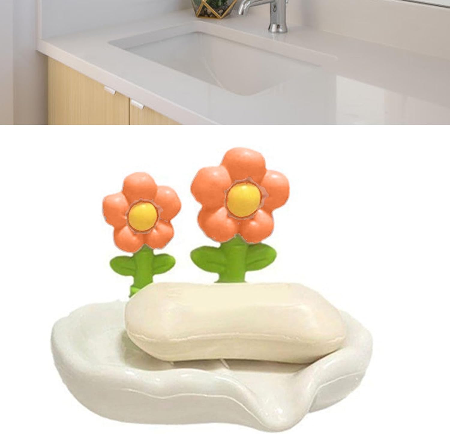 Orange Drain Soap Dish Holder for Bathroom