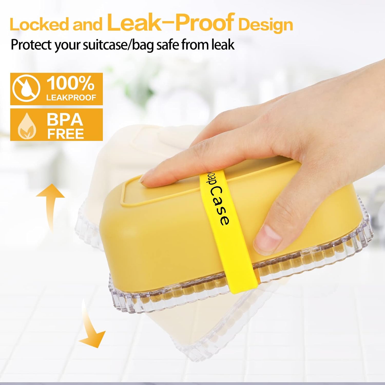 Travel Soap Holder with Leak Proof Lid and Silicone Band