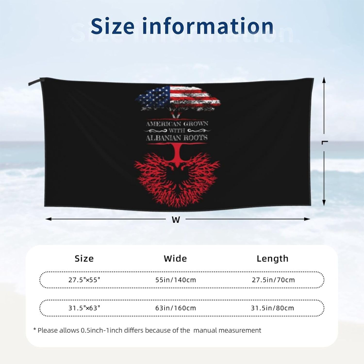 Albanian Flag Beach Towel for Men Women