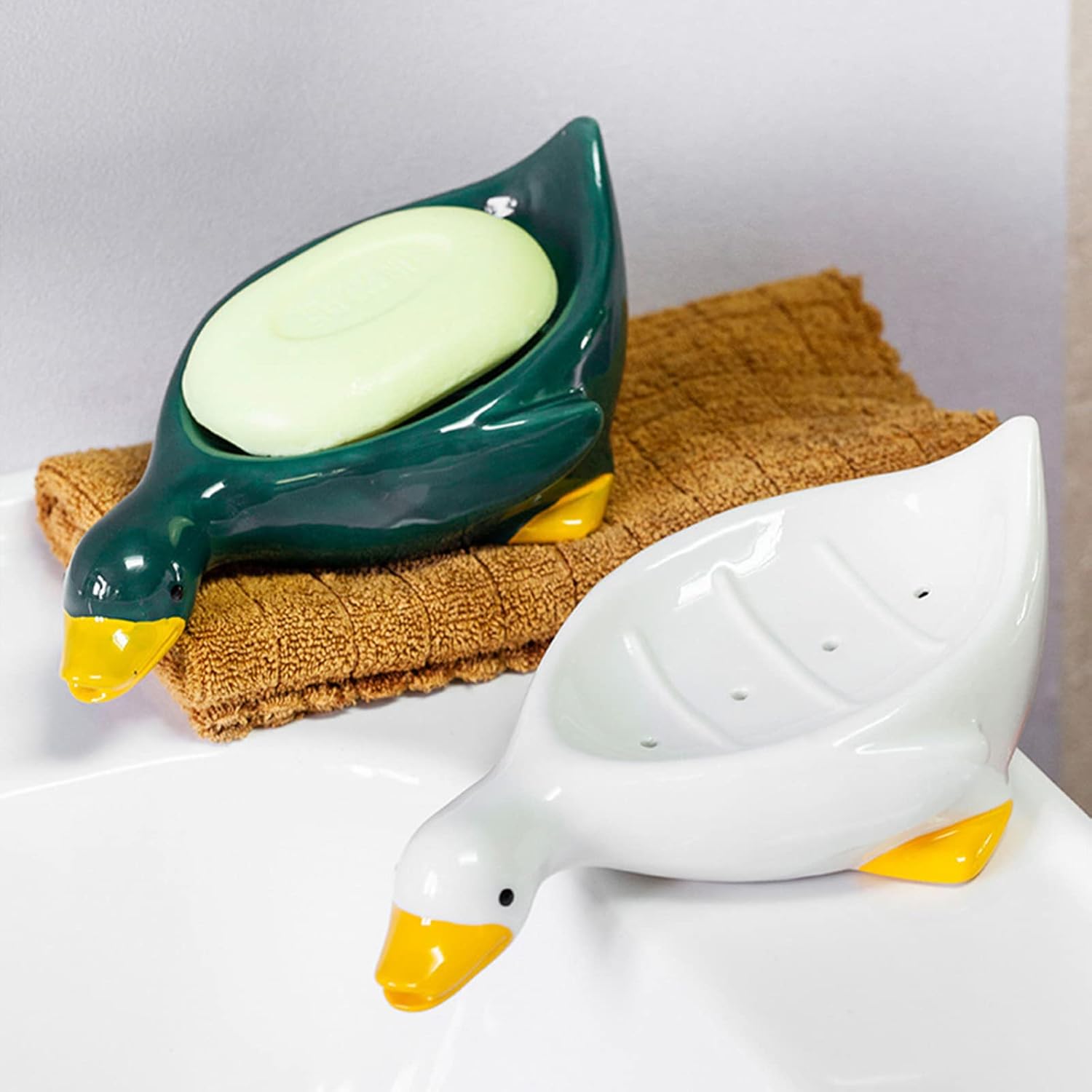 Cute Duck Ceramic Bar Soap Holder for Shower and Kitchen 1