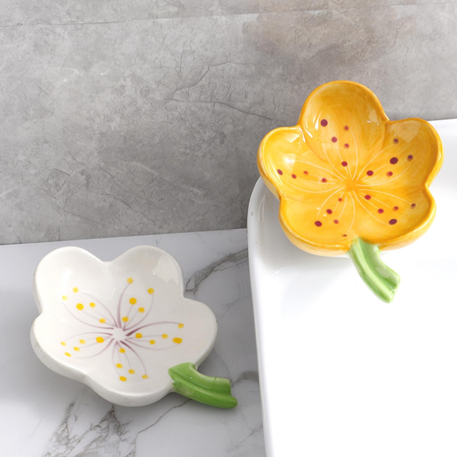 Dowbom Soap Holder Ceramic Porcelain Drainage Soap Dish Orange