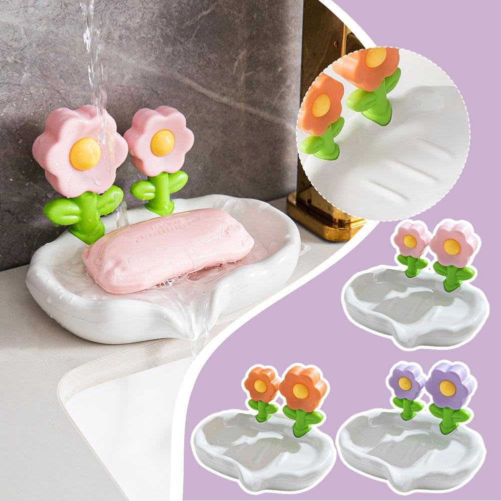 Flower-Shaped Soap Holder with Drainers