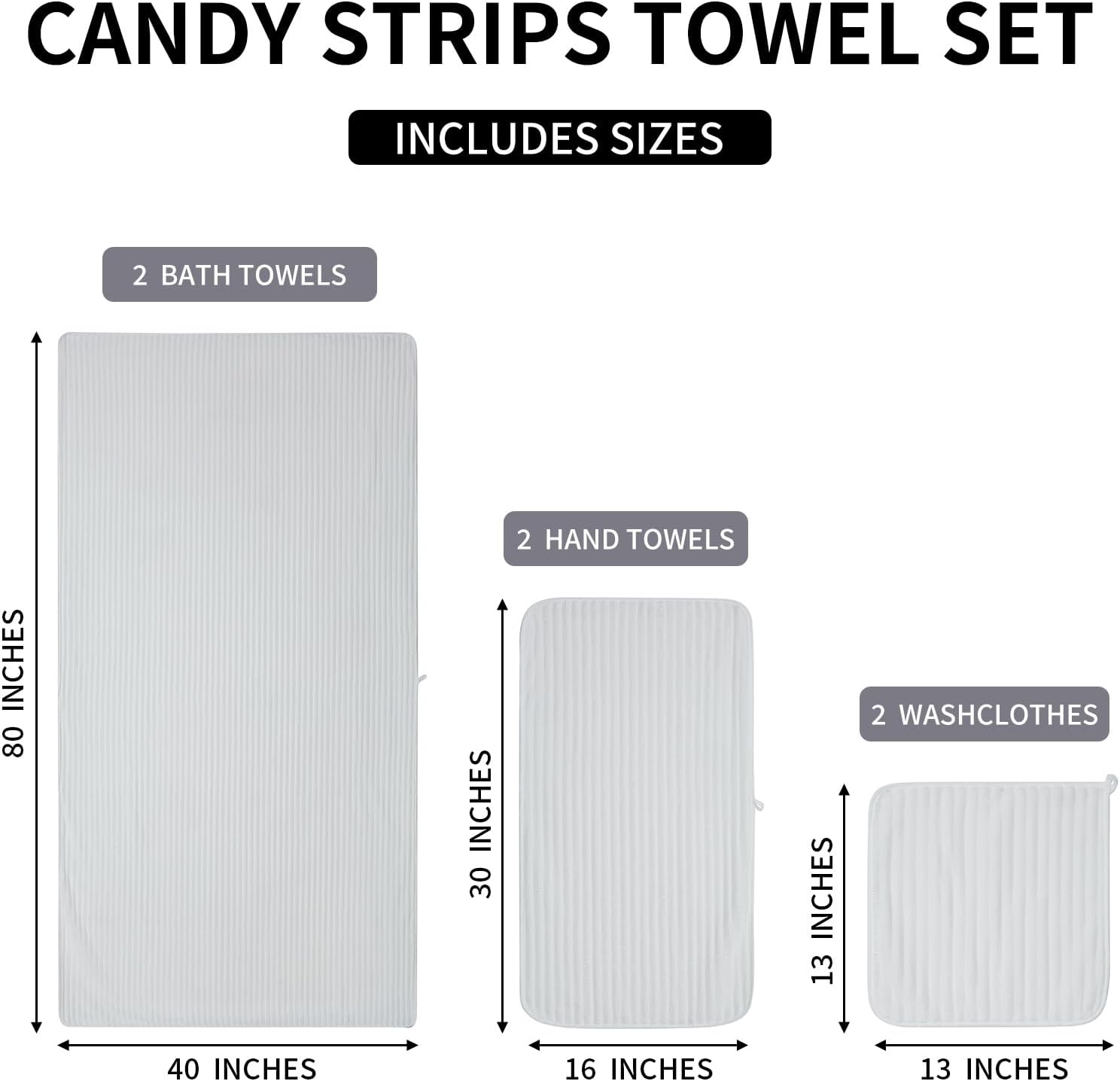 NALIVO Extra Large Towel Set of 6 40x80 White