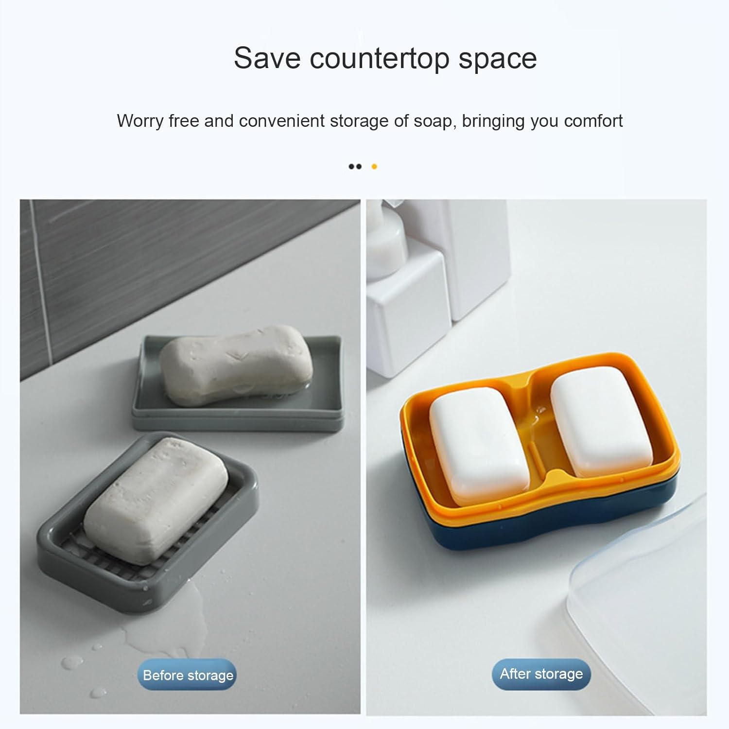 Curfair Soap Dishes Dual Compartments Clear Lid Grey 1