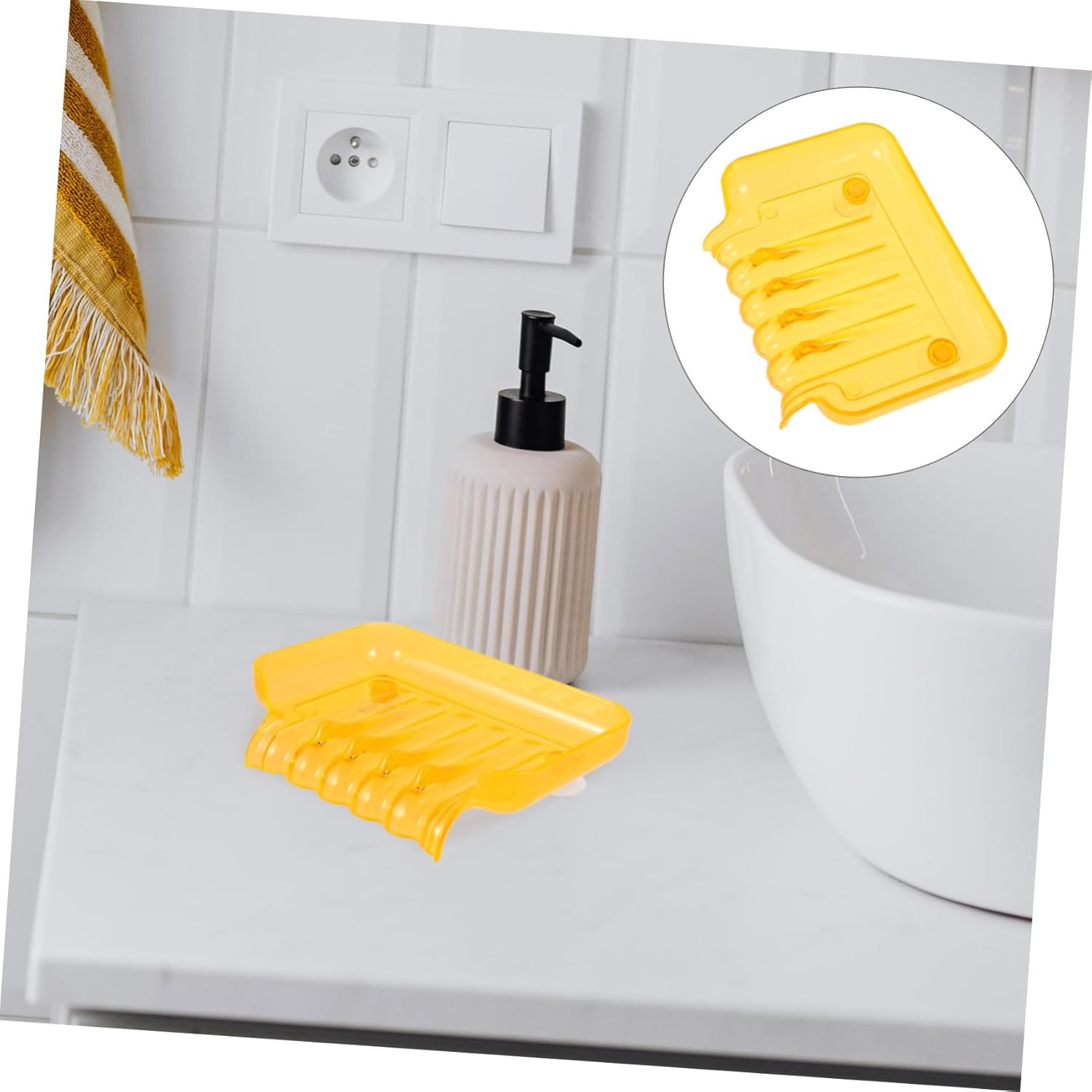 Unomor Clear Orange Soap Dish with Suction Cups