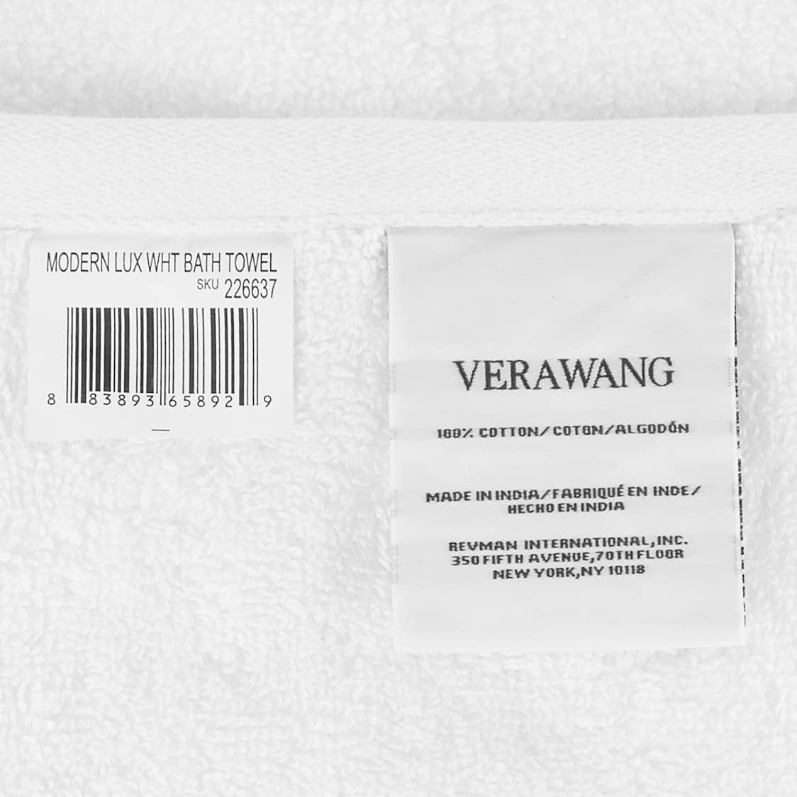 Vera Wang Bath Towel Set - 6 Piece Modern Lux White