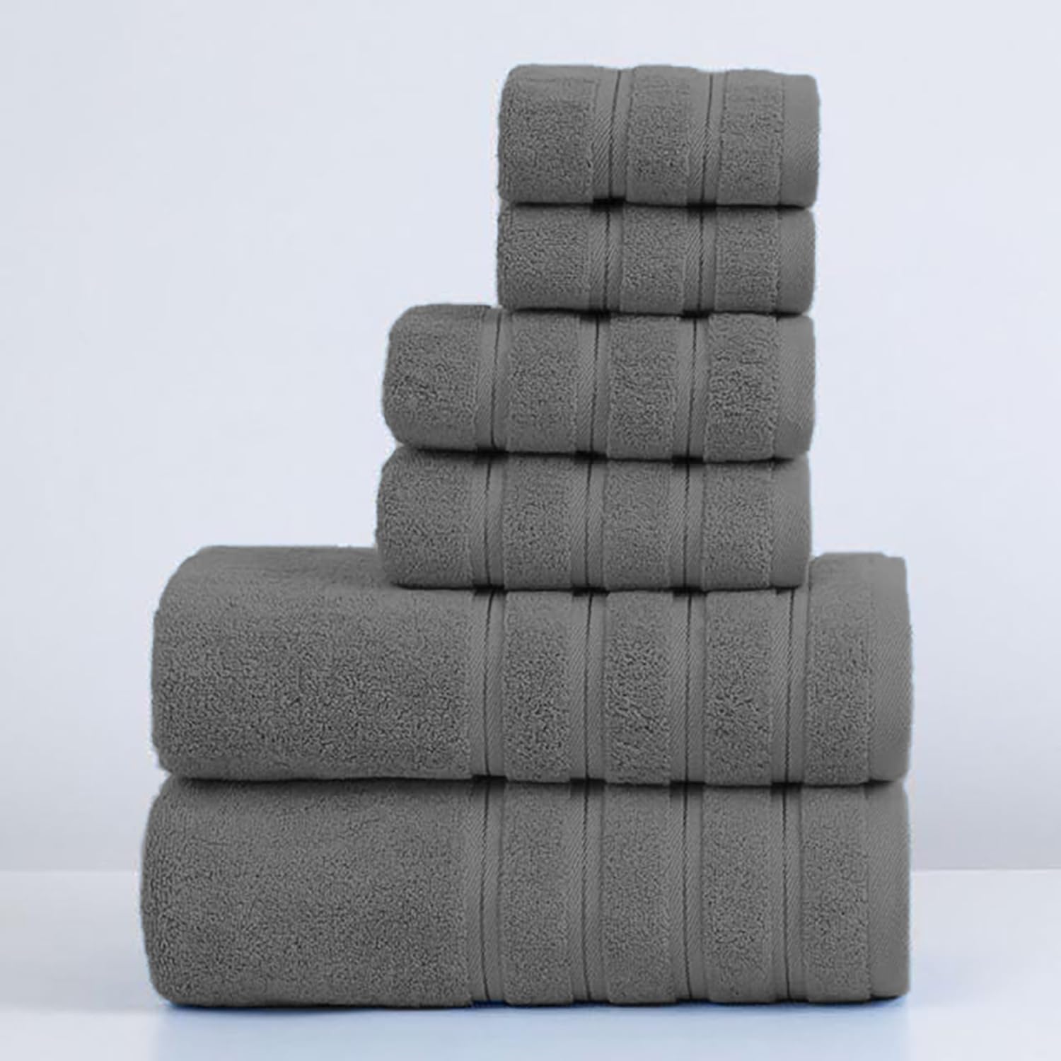 ZISH Soft Linen Luxury 100 Turkish Cotton Towel Set - 6 Pieces Grey