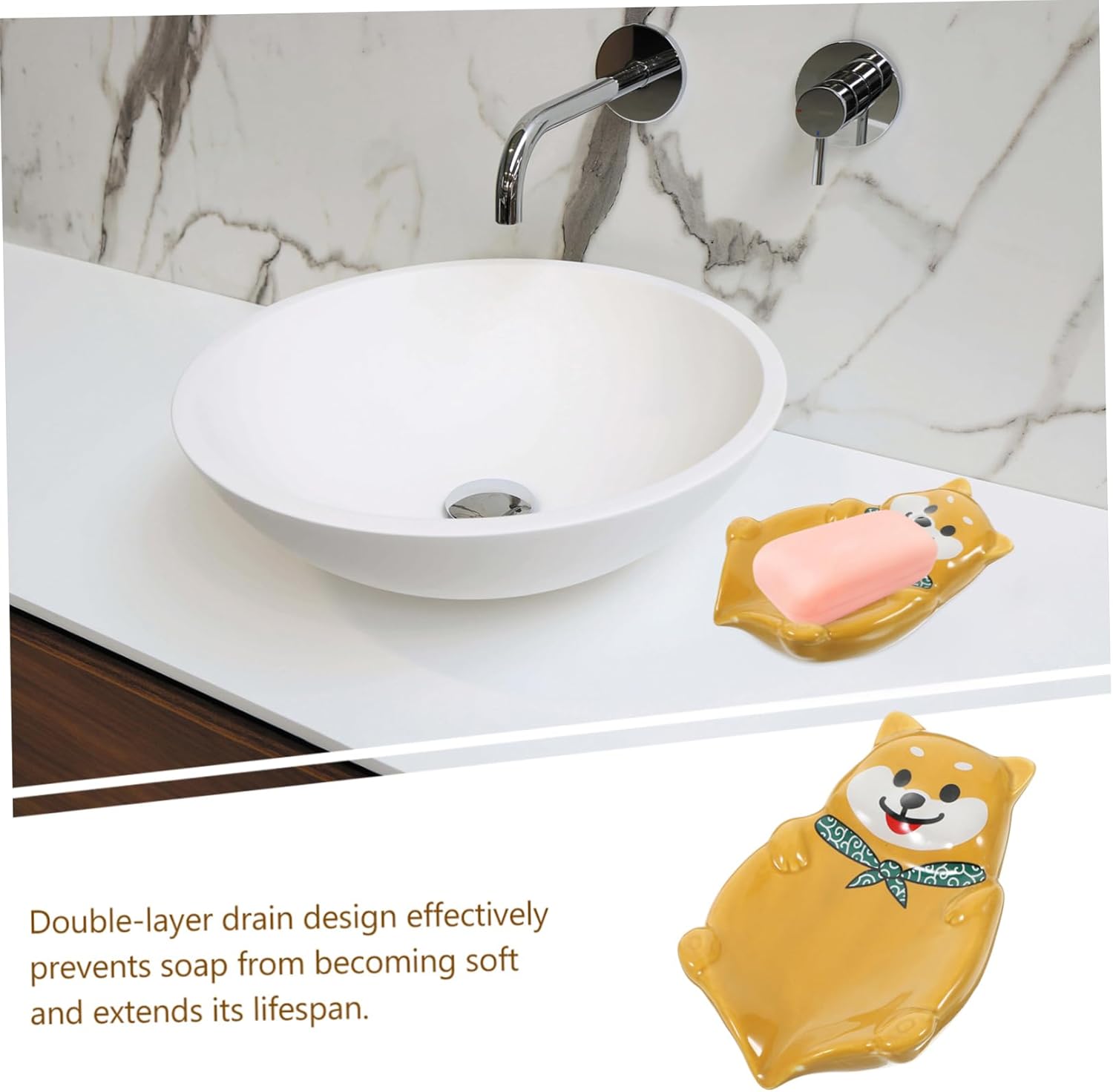 GLEAVI Adorable Dog Ceramic Soap Dish Holder