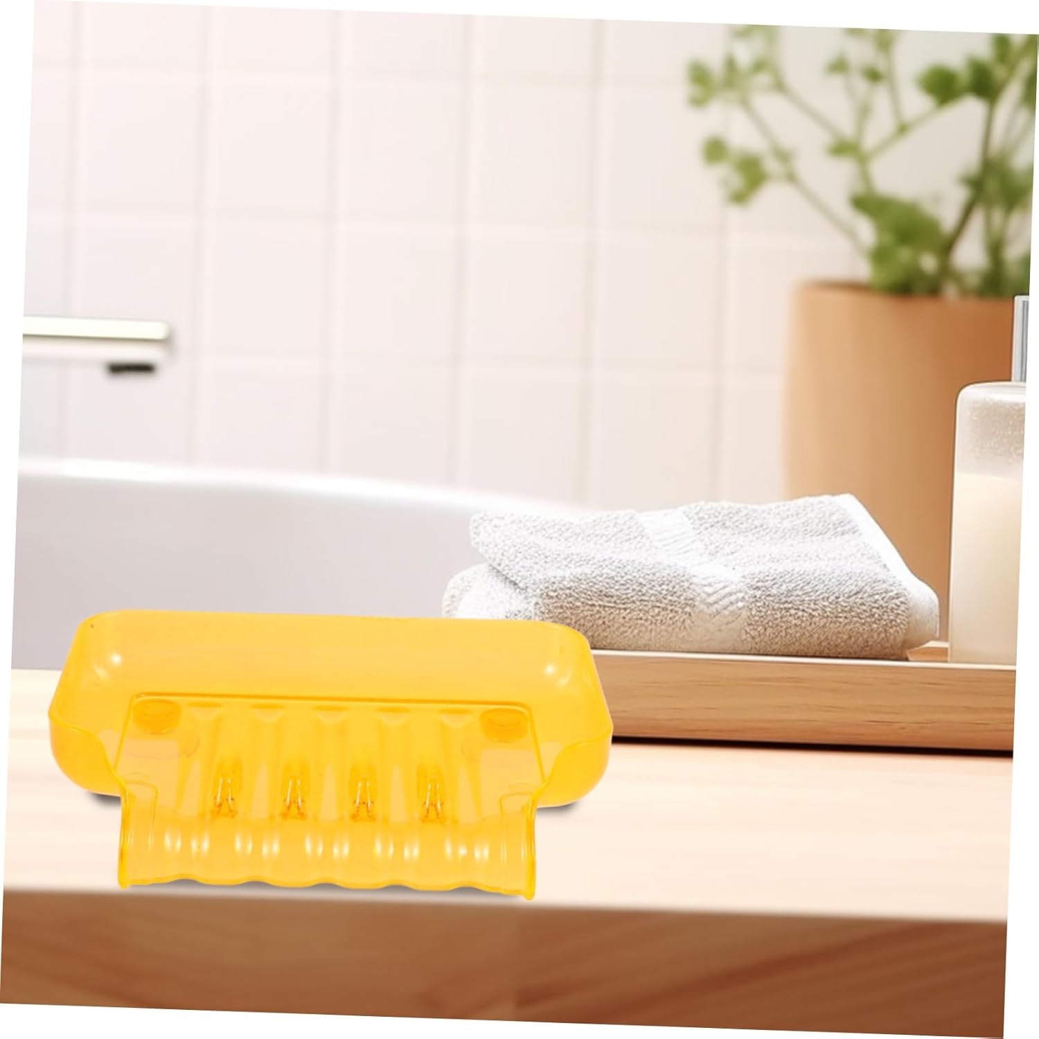 Space-Saving Soap Dish with Suction Cups for Bathroom