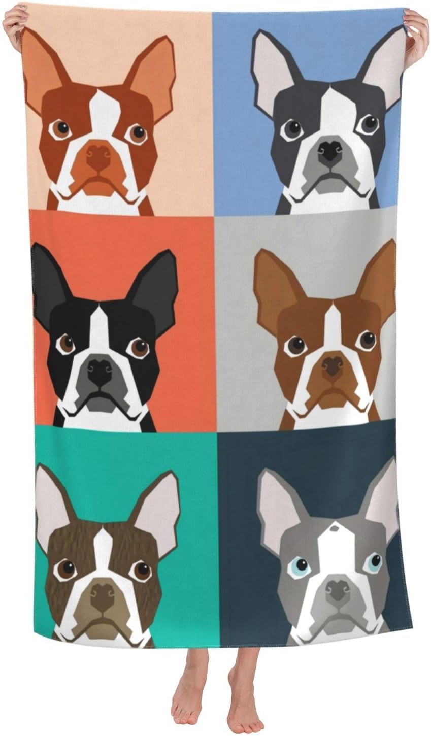 HKHEHOP Boston Terrier Beach Towel