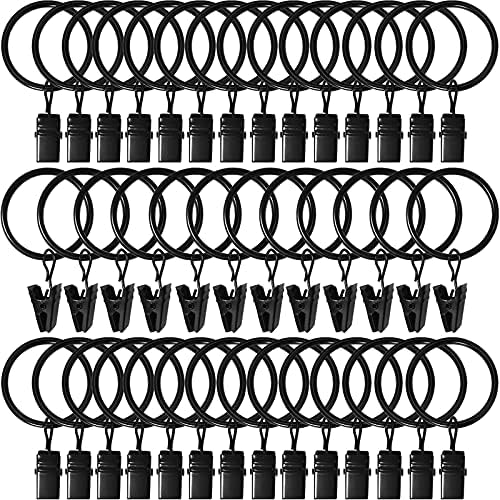 40 Pack Curtain Clips with Rings Black 126 in Diameter