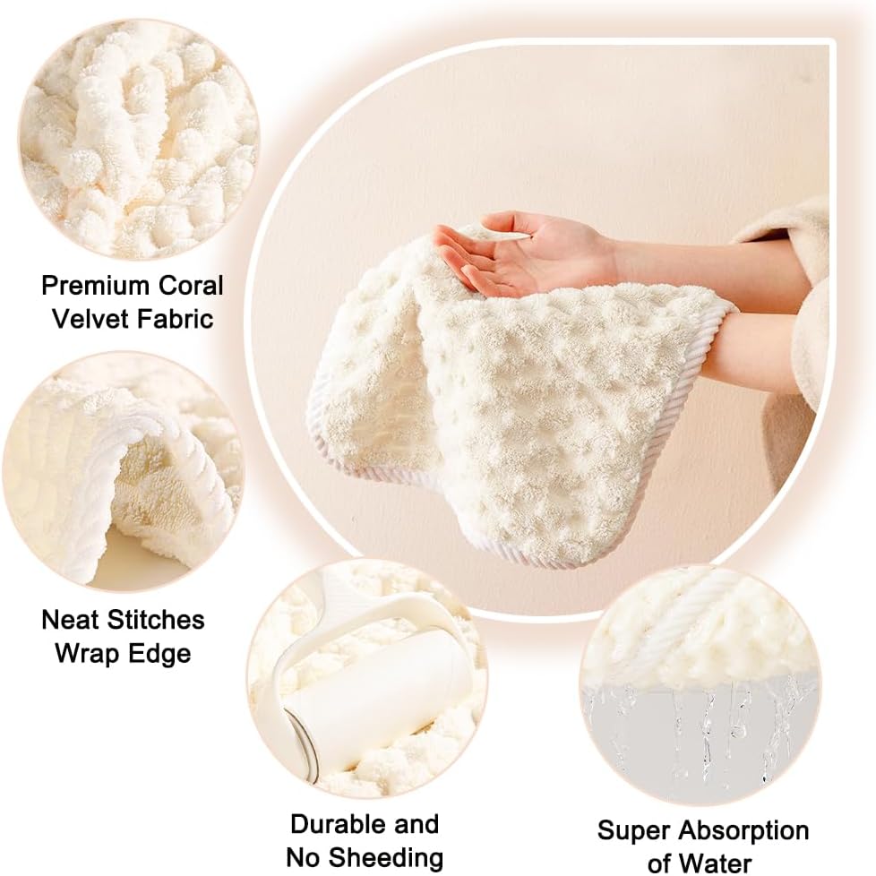 6Pcs Coral Velvet Hand Towels with Hanging Loop 1