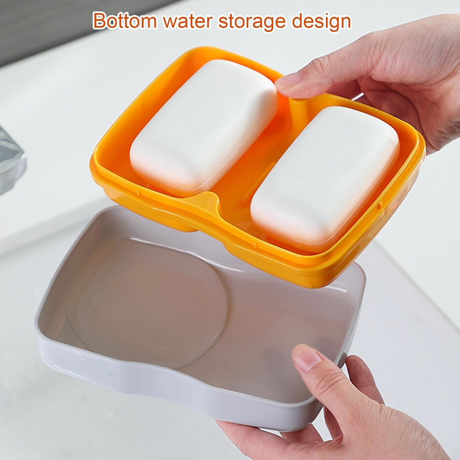 Curfair Soap Dishes Dual Compartments Clear Lid Grey 1