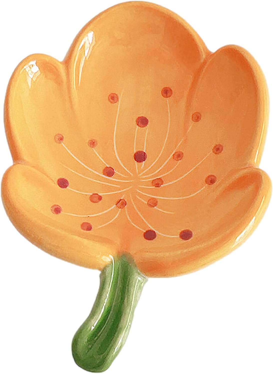 Self-Draining Soap Dish Flower Shaped Tulip Orange Holder