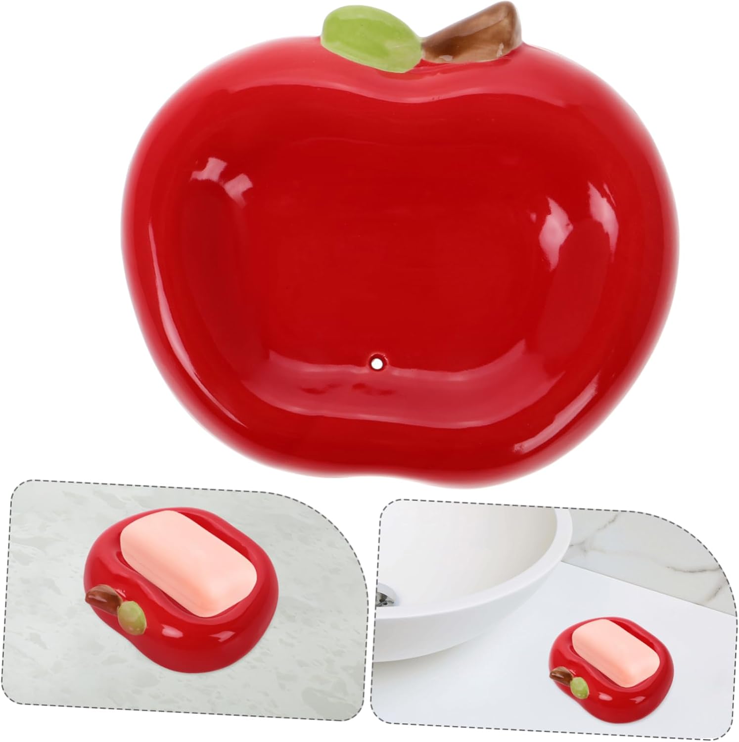 LIFKICH Apple Shaped Ceramic Soap Holder 1