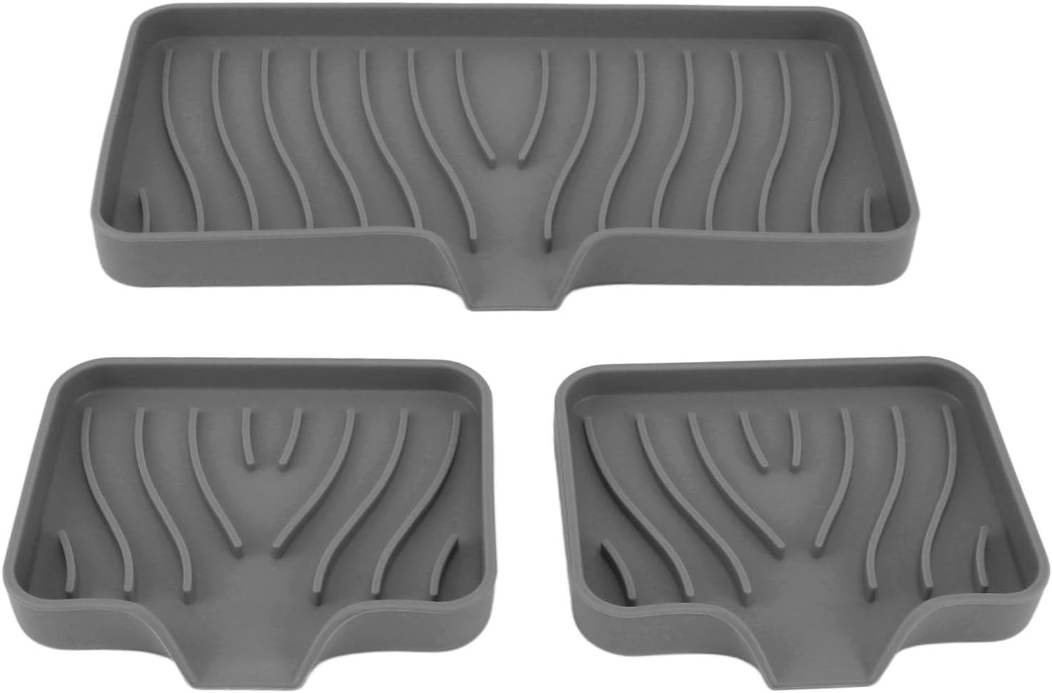 Beufee 3 Pack Silicone Soap Trays - Drainable Bath and Kitchen Holders