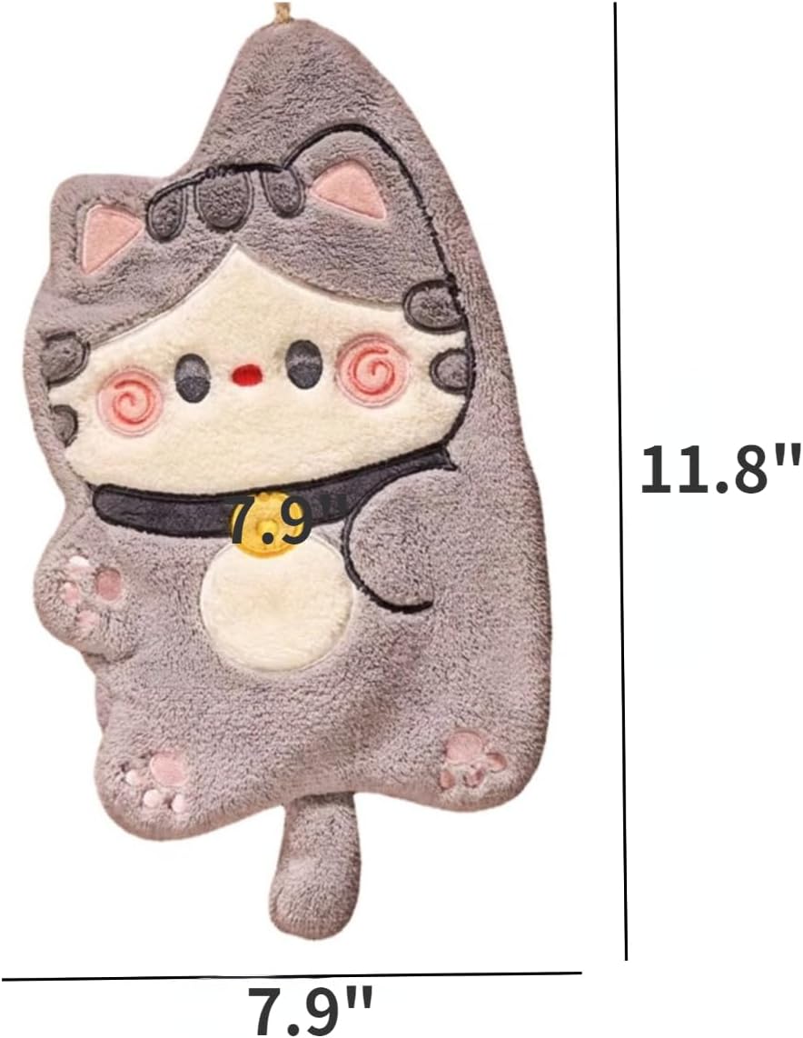 Kids Cartoon Cat Bath Towel with Hanging Loop