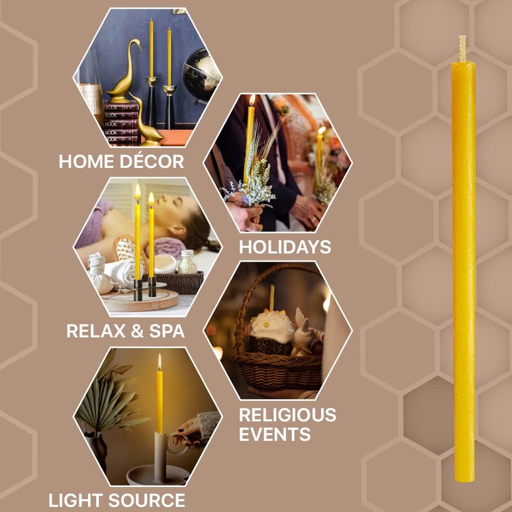 45 Pack Pure Beeswax Taper Candles 7 Inch Honey Scented