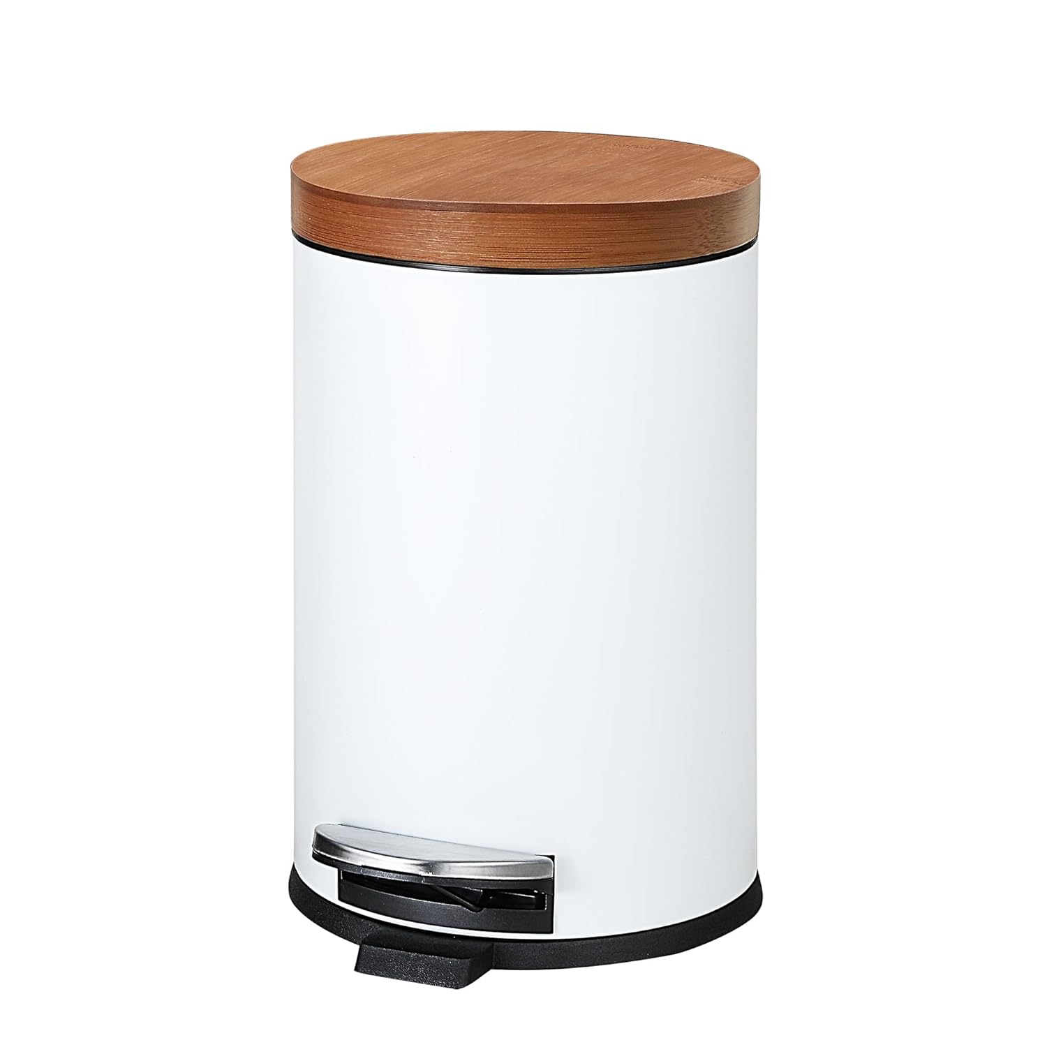 SunnyPoint Elite Bamboo Lid Trash Can 45L White 1
