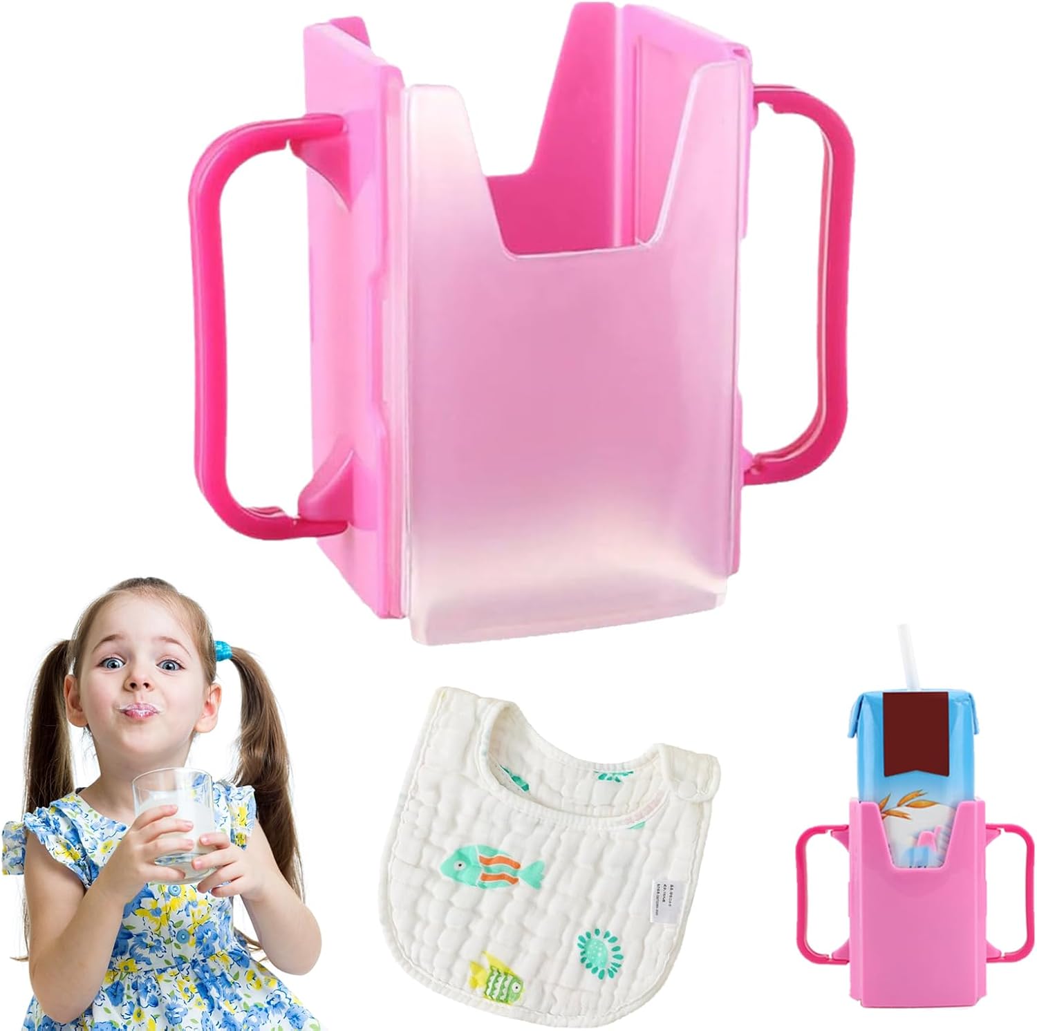 Adjustable Anti-Squeeze Cup Holder for Kids Pink