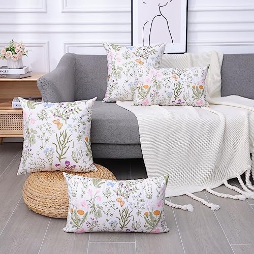 Hyha Floral Pattern Velvet Pillow Covers Set of 2 20x20 Inch