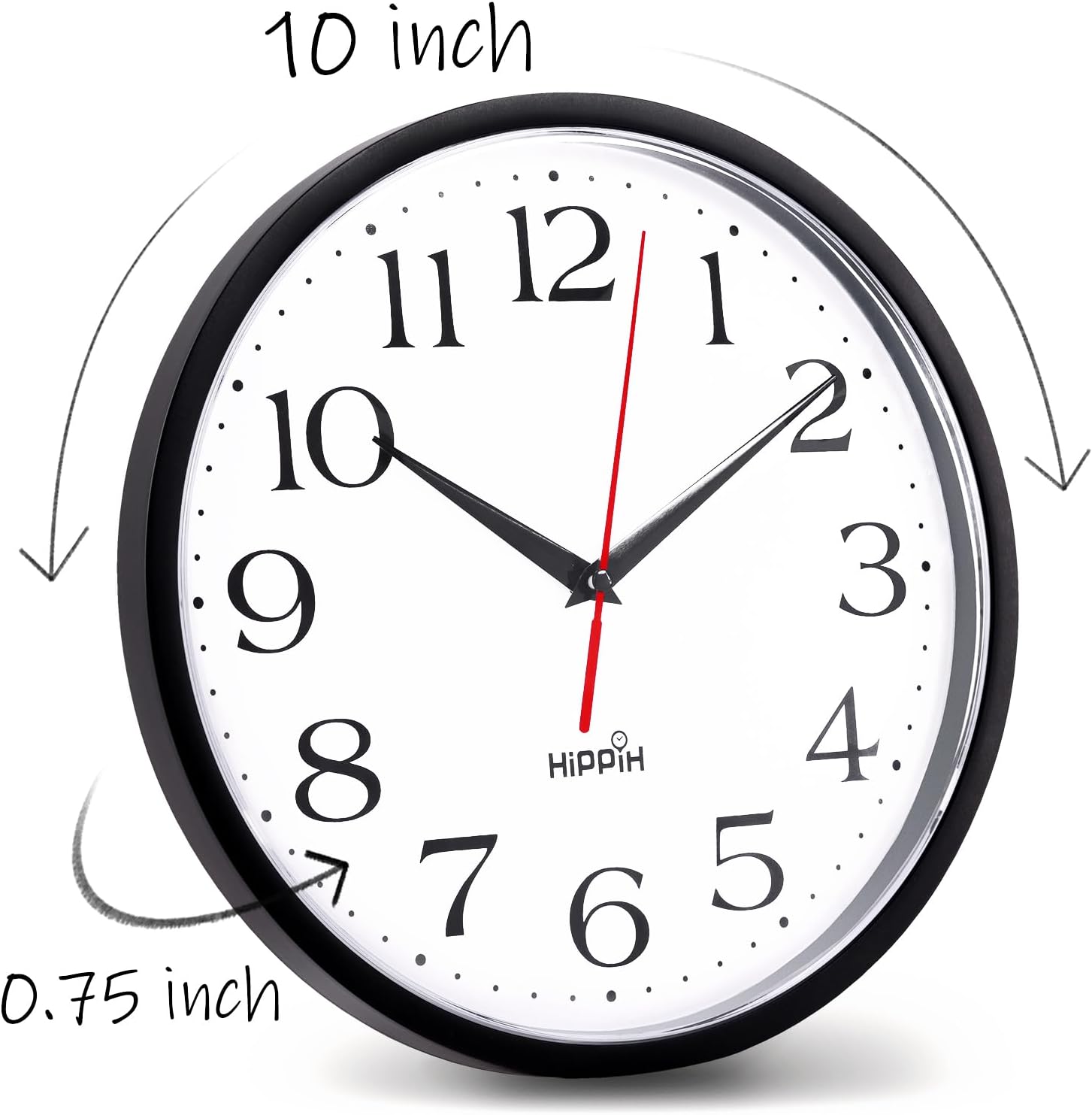 HIPPIH 2 Pack Silent Digital Wall Clocks 10 Inch Black
