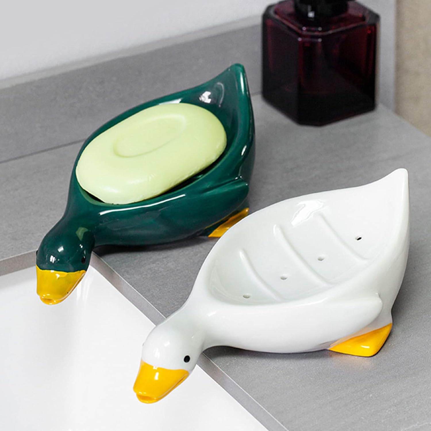Cute Duck Ceramic Bar Soap Holder for Shower and Kitchen 1