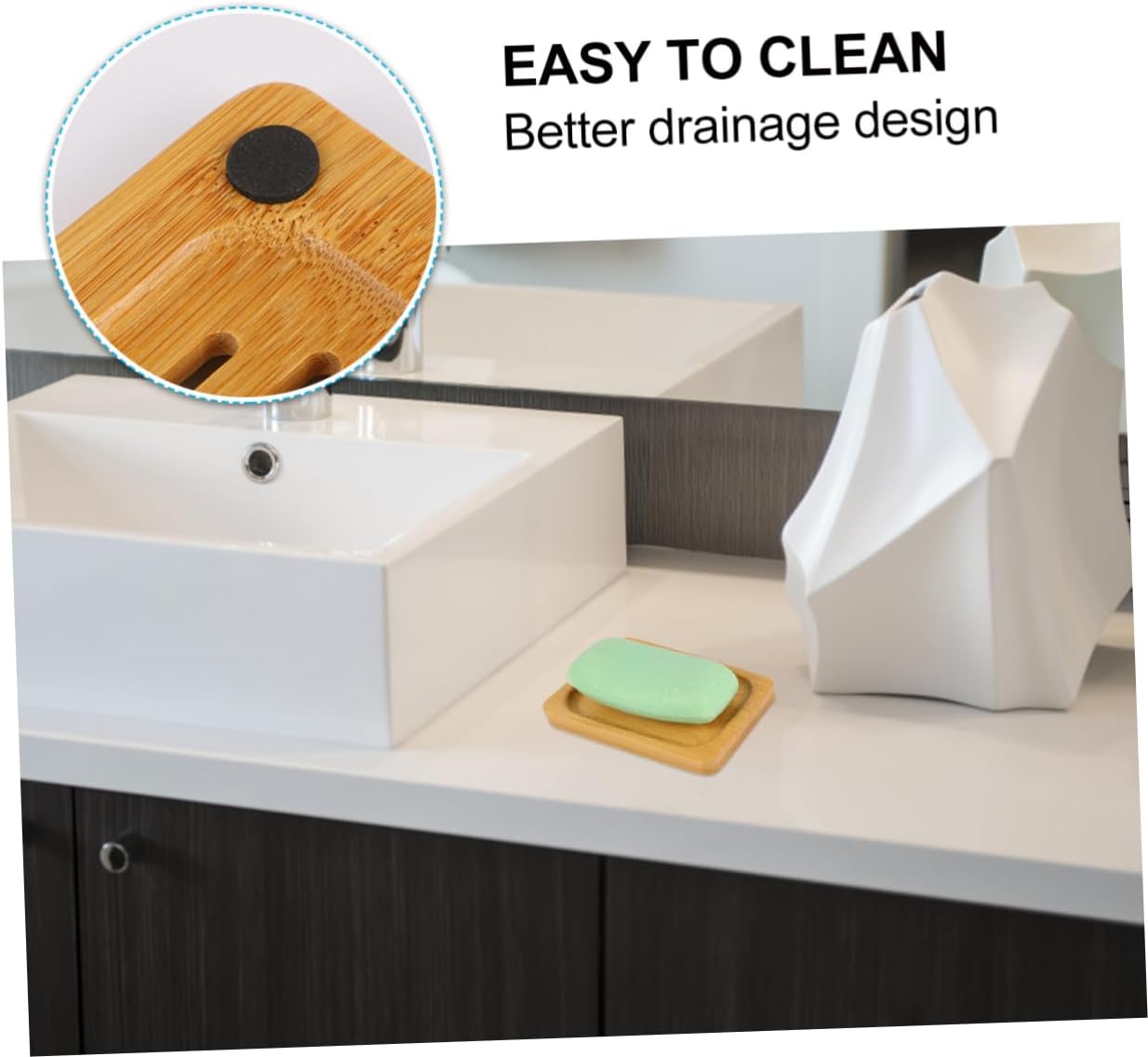 KONTONTY 1Pc Stylish Wooden Soap Holder for Kitchen Bathroom