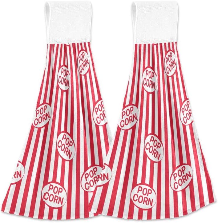 Tamniee Popcorn Box Strips Hanging Hand Towels 2PCS
