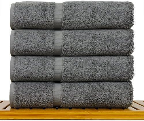 Luxury Turkish Cotton Bath Towels Set of 4 - Grey Dobby