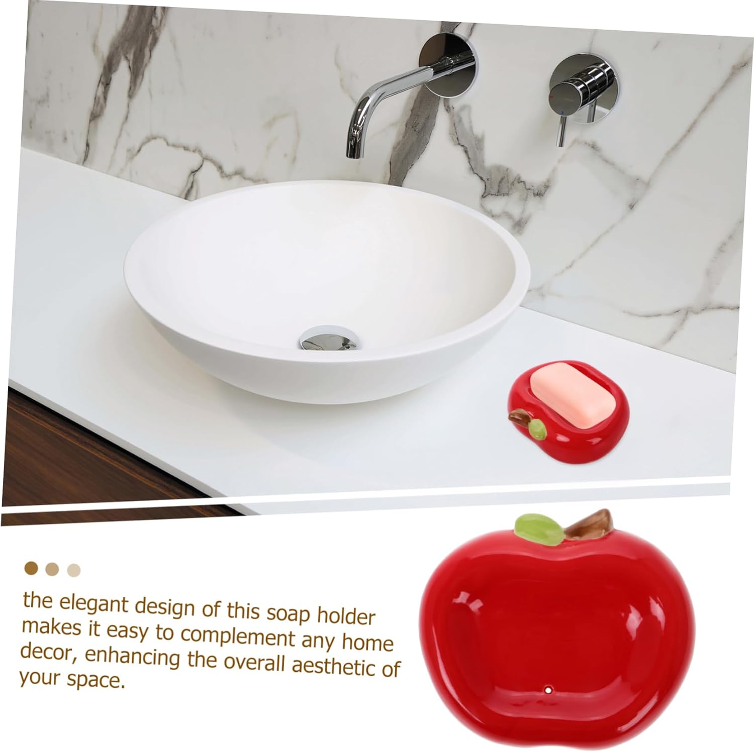 Apple Shaped Ceramic Soap Dish No Drilling Required