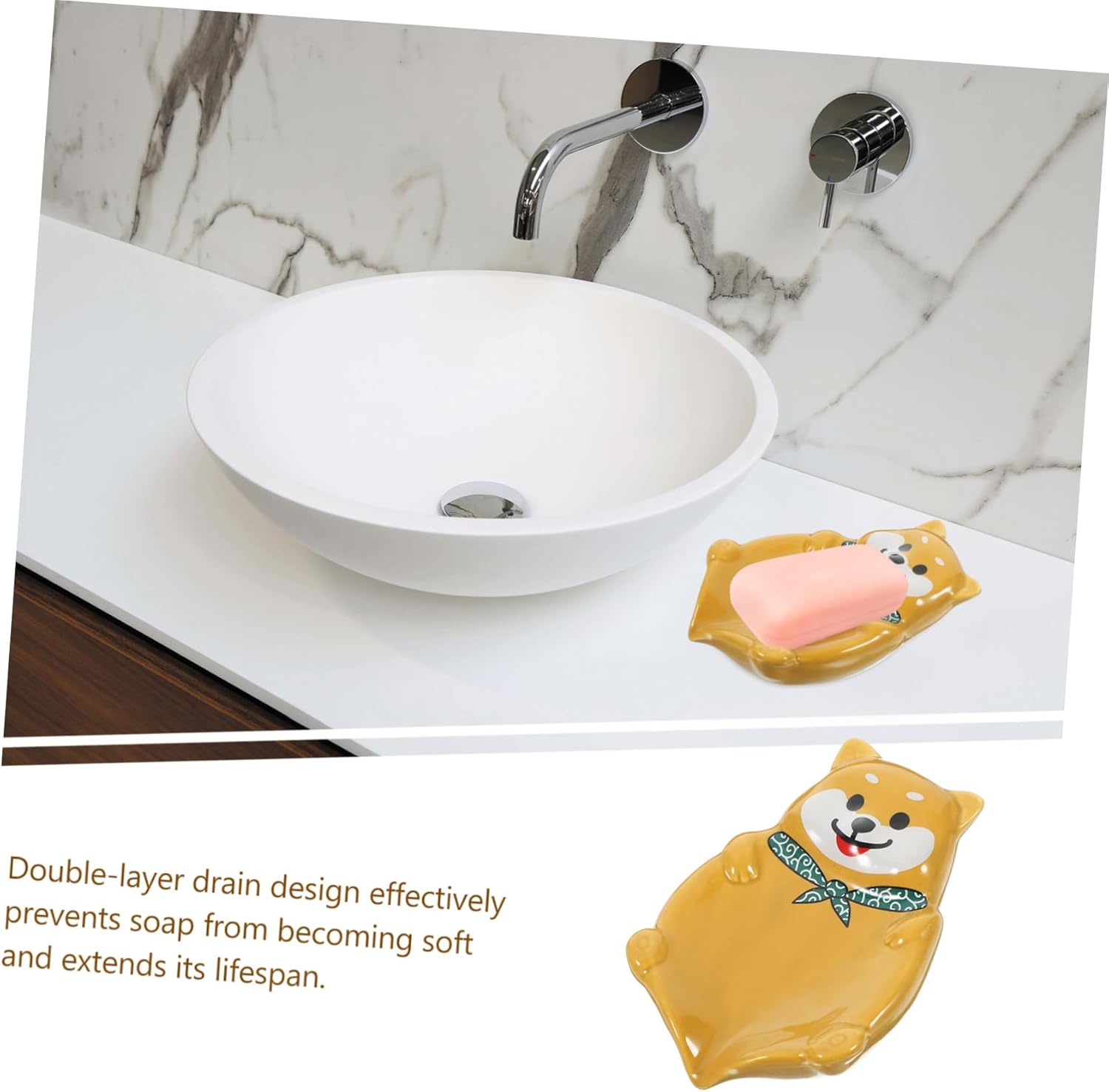 LIFKOME Dog Shaped Ceramic Soap Dish Holder