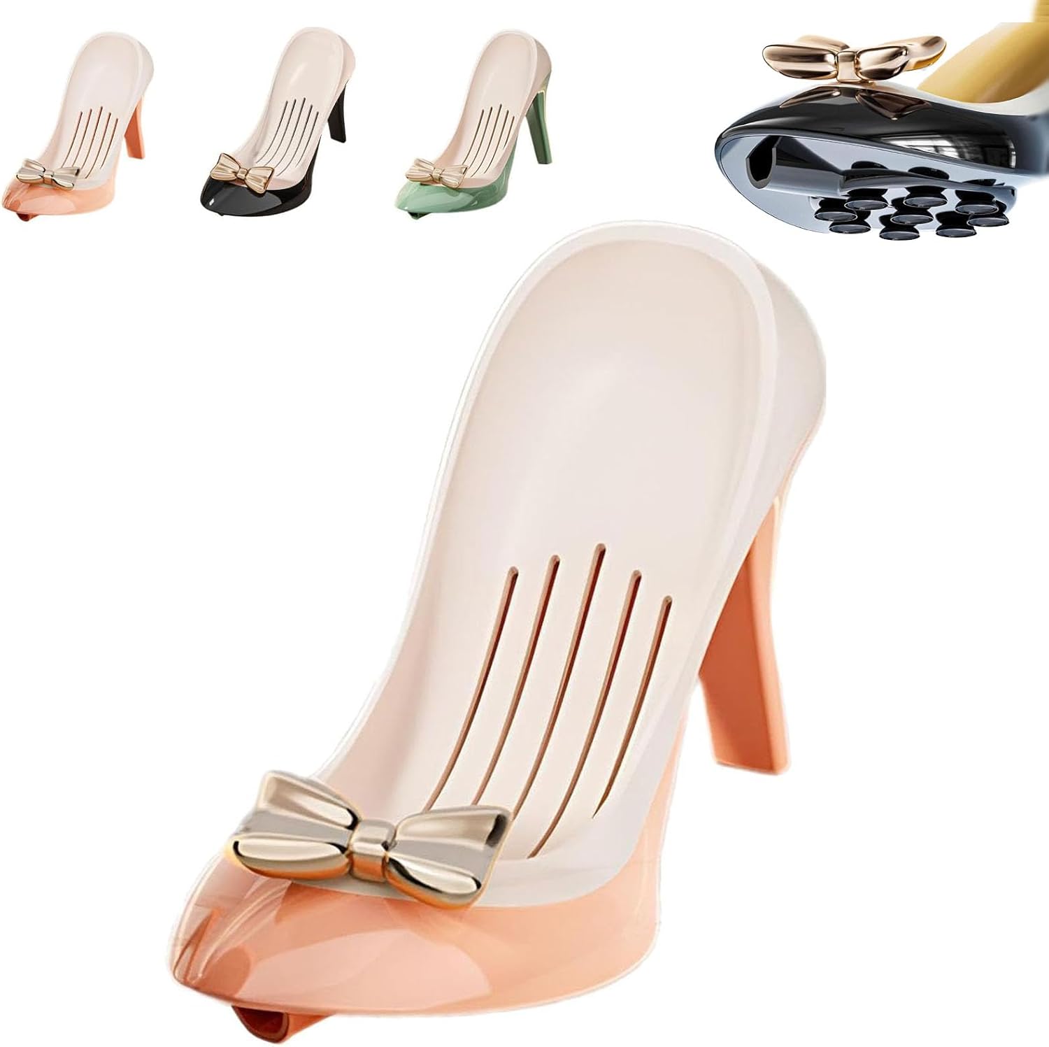 Creative High Heels Soap Box - Self Draining Design 45 Degree Tilt Orange