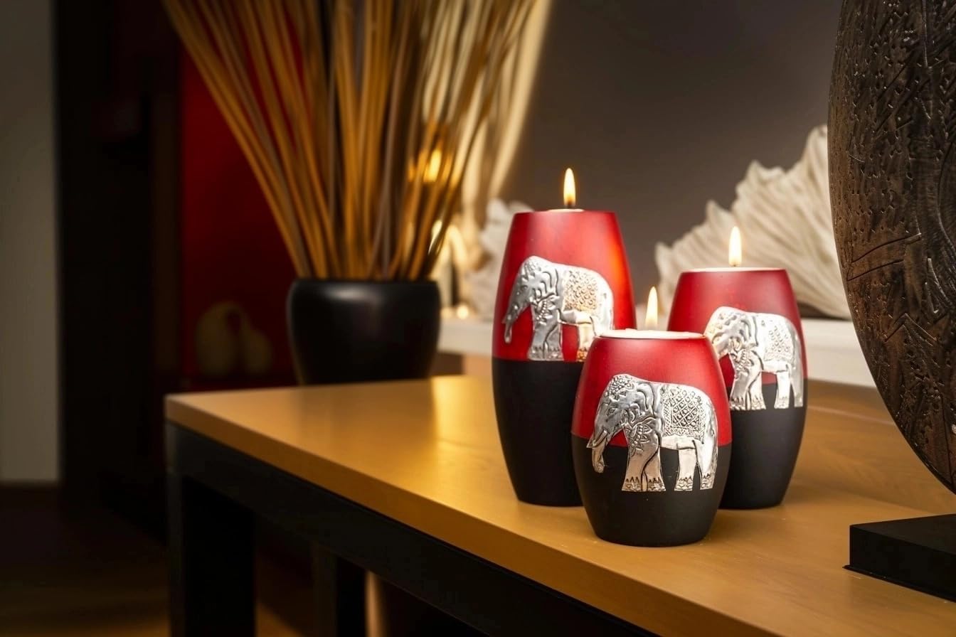 IYARA CRAFT 3 Wooden Candle Holders Set 1