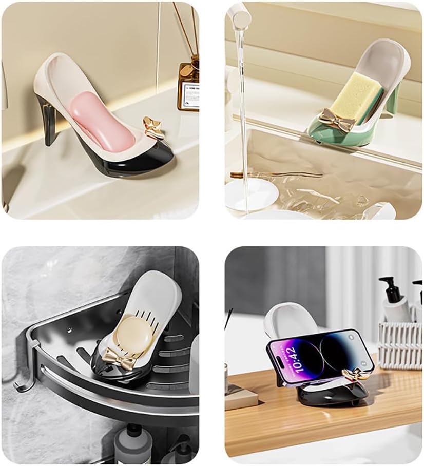 High Heel Soap Dish with Suction Cup and Drainage Port